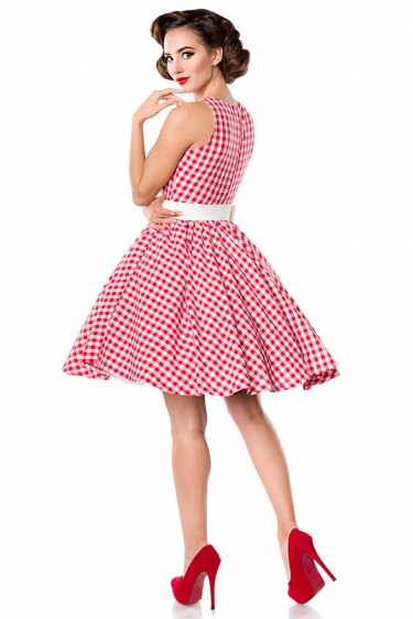 Retro 50s gingham swing jurk rood